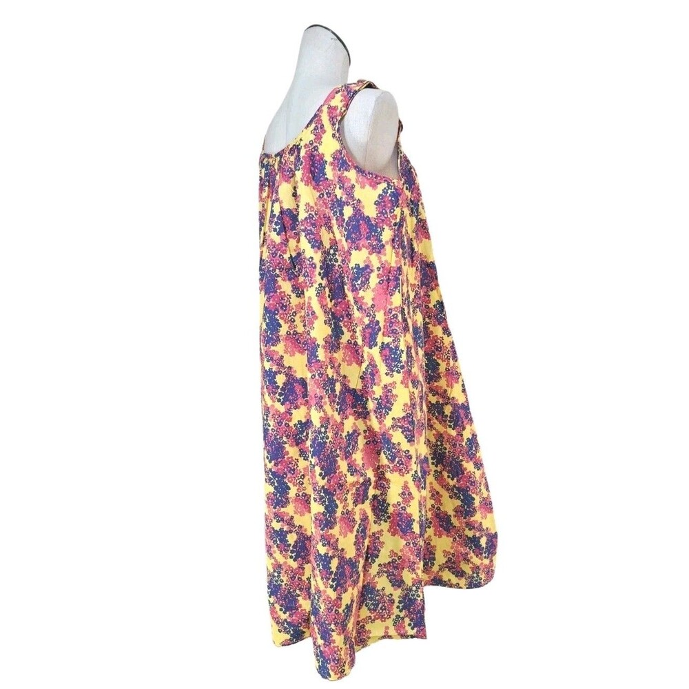 A. Richards VTG Aughts Y2K Midi Sun Dress Yellow Floral Wooden Button Women's 1X - Picture 5 of 8